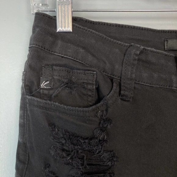 Kancan Black Distressed Destroyed Ripped Denim Raw Hem Jean Shorts Size 27 - Picture 2 of 16